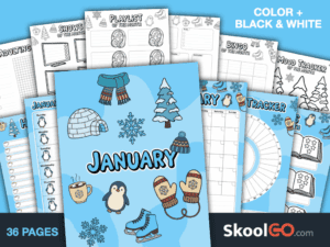 Free Printable January Journal Planner Bundle with calendars, trackers, journals, and planning pages