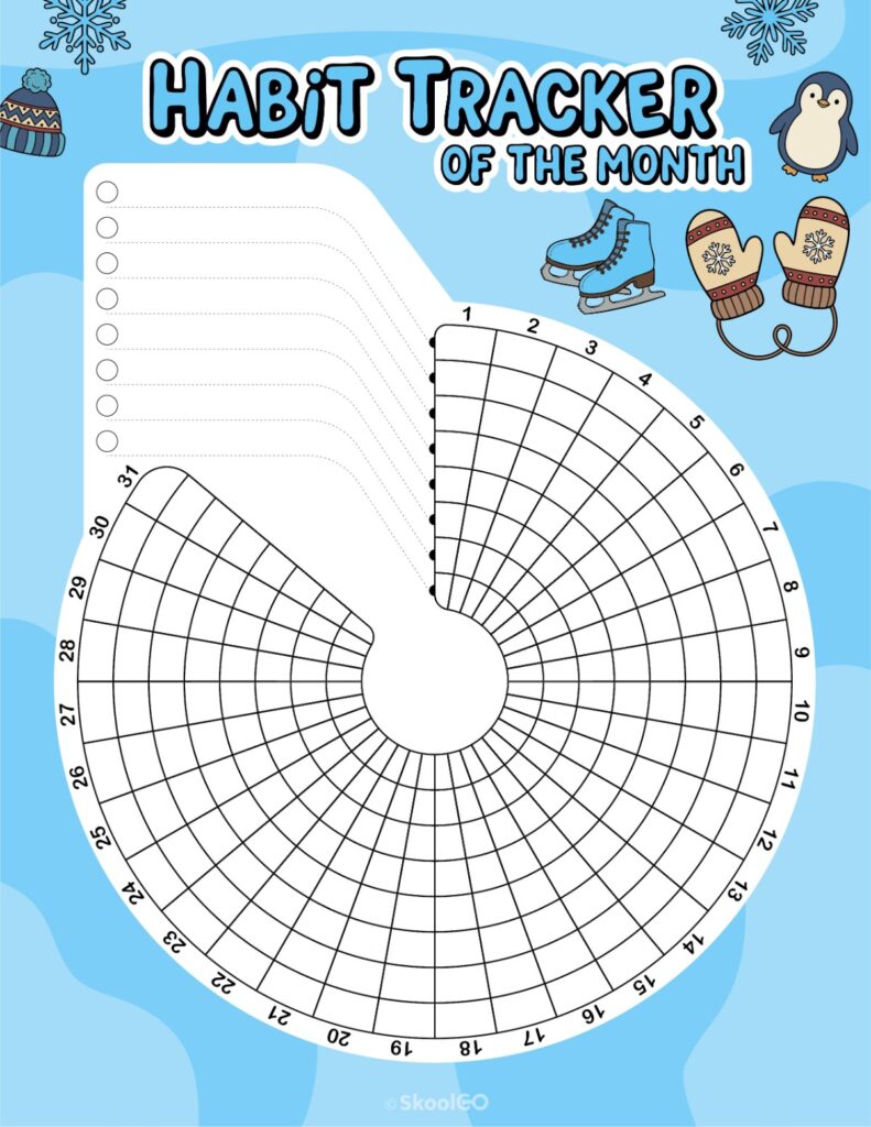 Printable January habit tracker calendar page