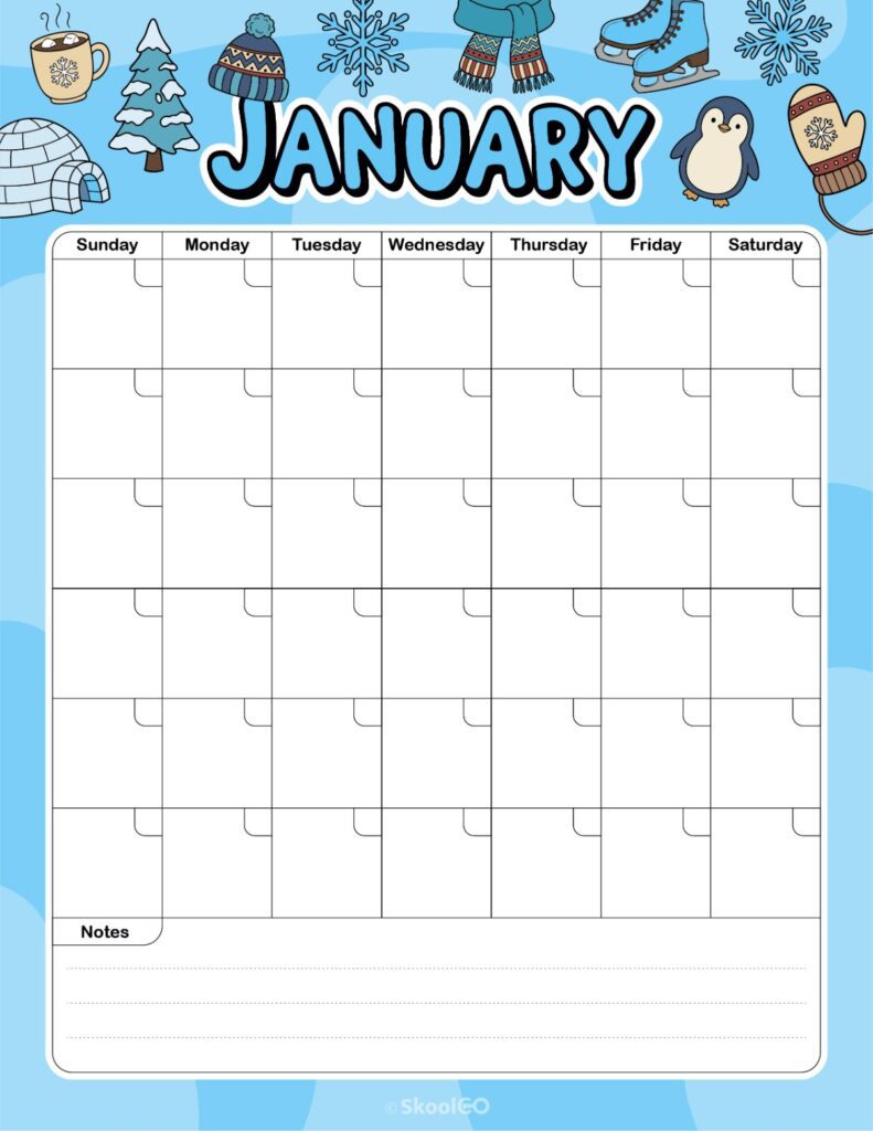Printable weekly journal planning page for January