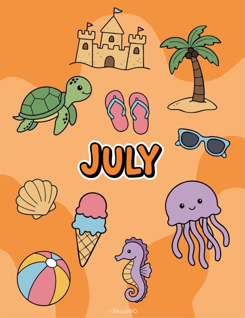 July Journal Planner Bundle Cover July Journal Planner Bundle printable cover page in color