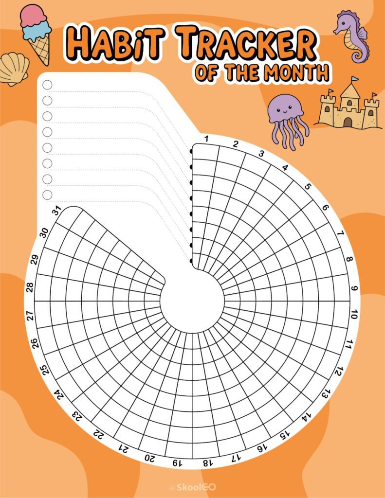Printable July habit tracker calendar page