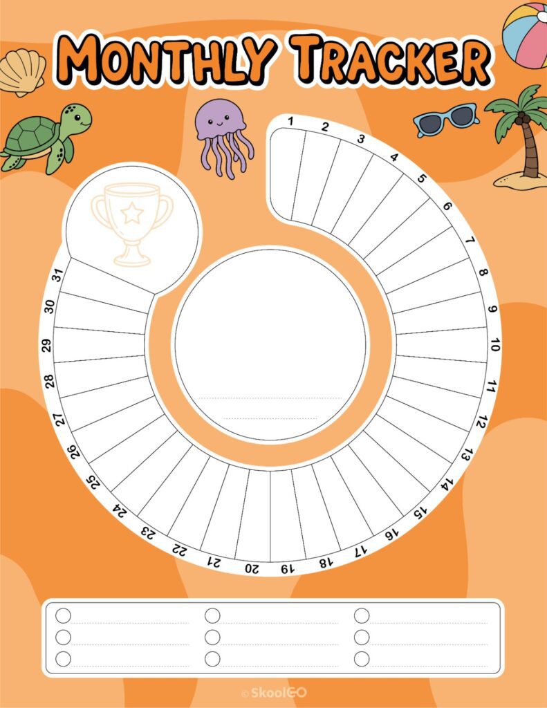 Printable July monthly tracking page