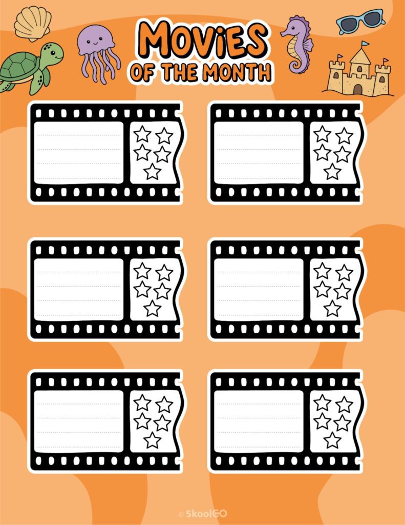 July Movies Page Printable July movies page for journaling, planning, and reminders