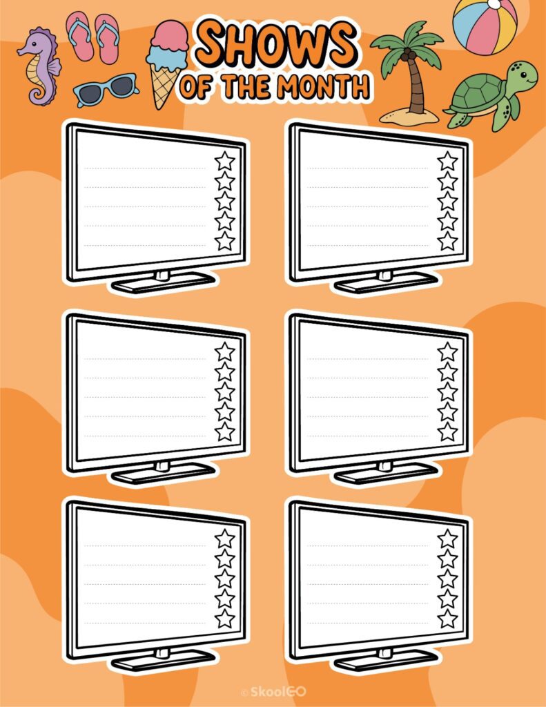 July Shows Page Printable July shows for journaling, planning, and reminders