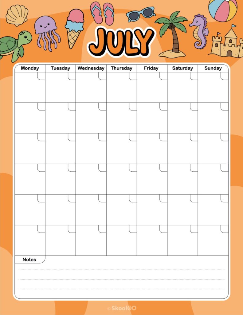 Monthly Journal Planning Page July monthly journal planner printable page