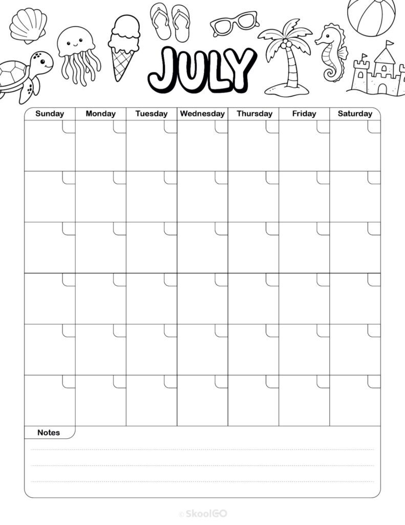 Weekly Journal Planner Layout Black and White Printable weekly journal planning page for July in black and white