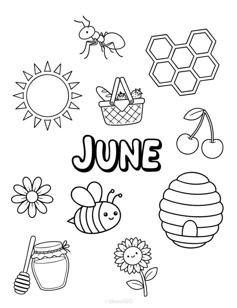 June Journal Planner Bundle Cover Black and White June Journal Planner Bundle printable cover page in black and white