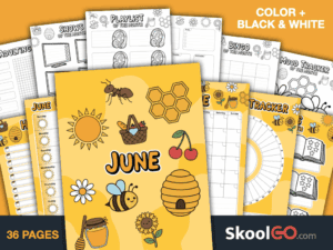Free Printable June Journal Planner Bundle with calendars, trackers, journals, and planning pages