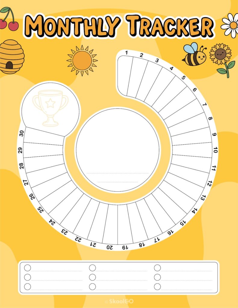 Printable June monthly tracking page