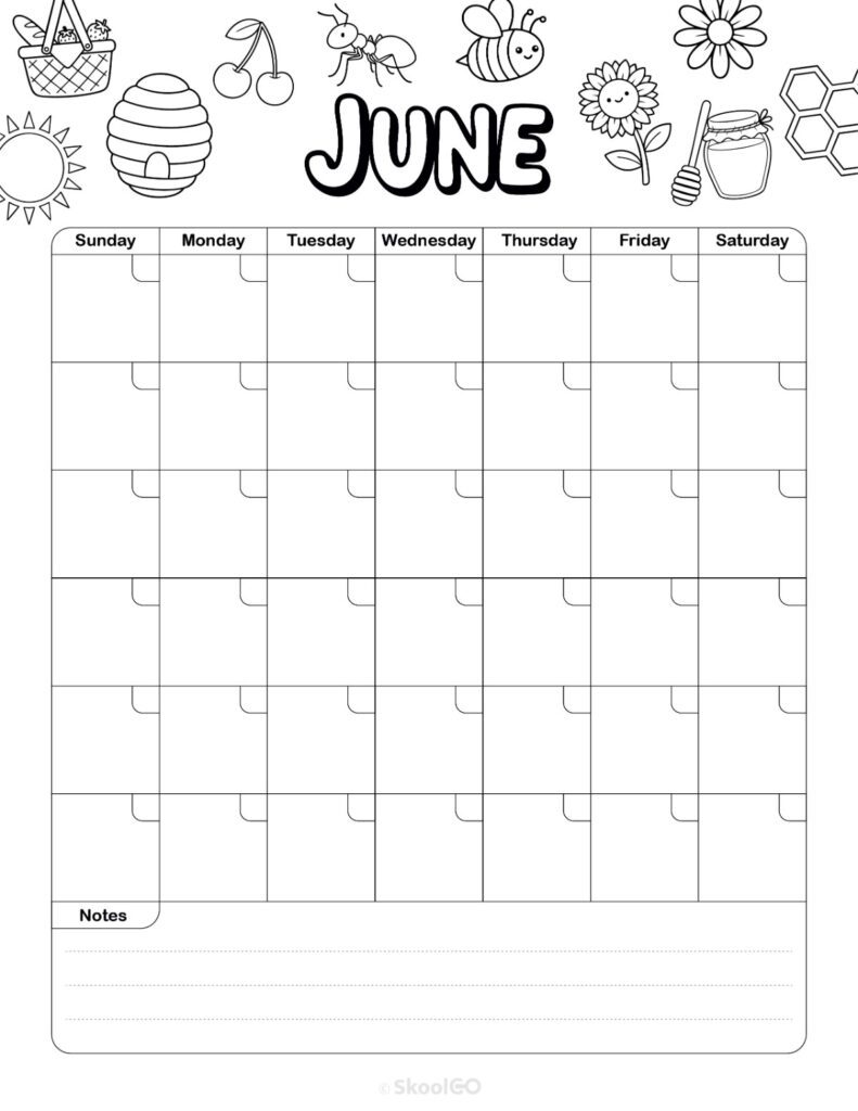 Weekly Journal Planner Layout Black and White Printable weekly journal planning page for June in black and white