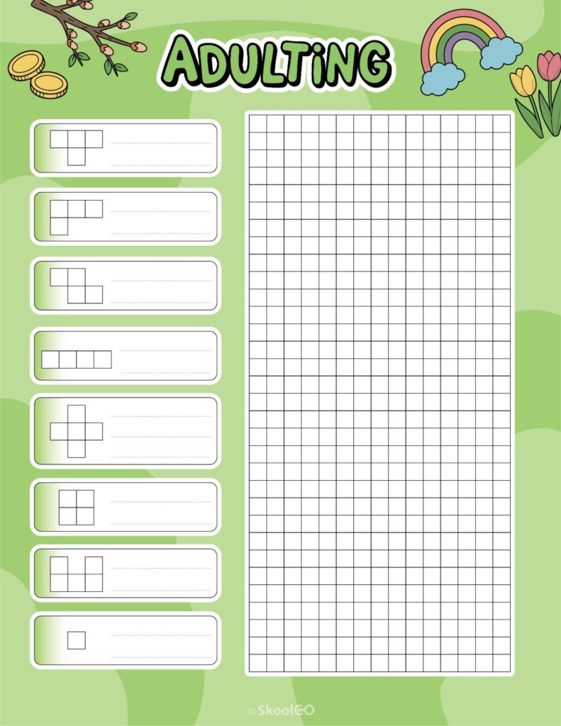 Printable March adulting tracker planner page