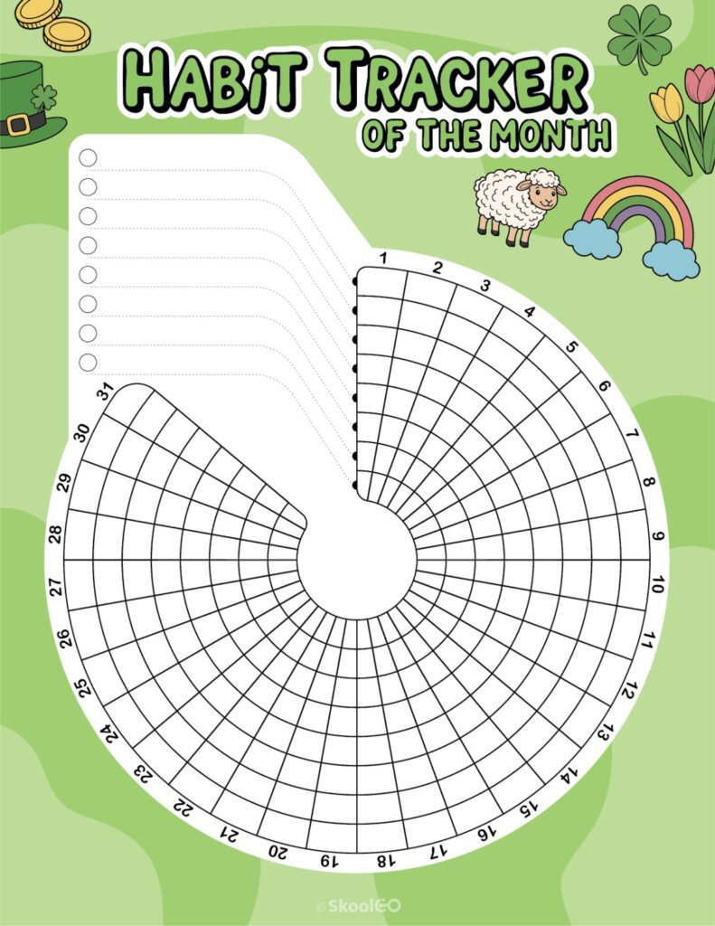 Printable March habit tracker calendar page