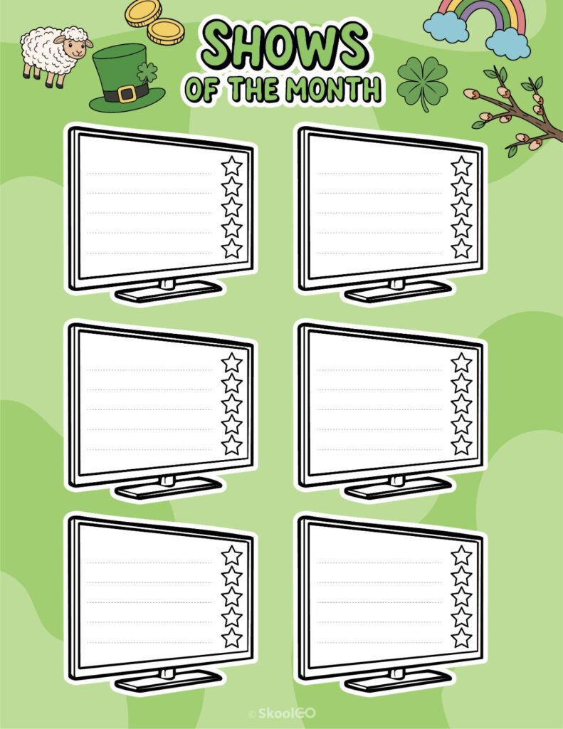 Printable March shows for journaling, planning, and reminders