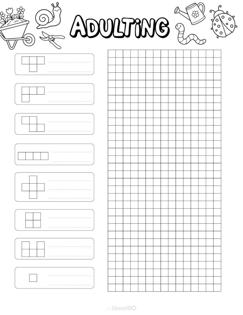 Printable May adulting tracker planner page in black and white