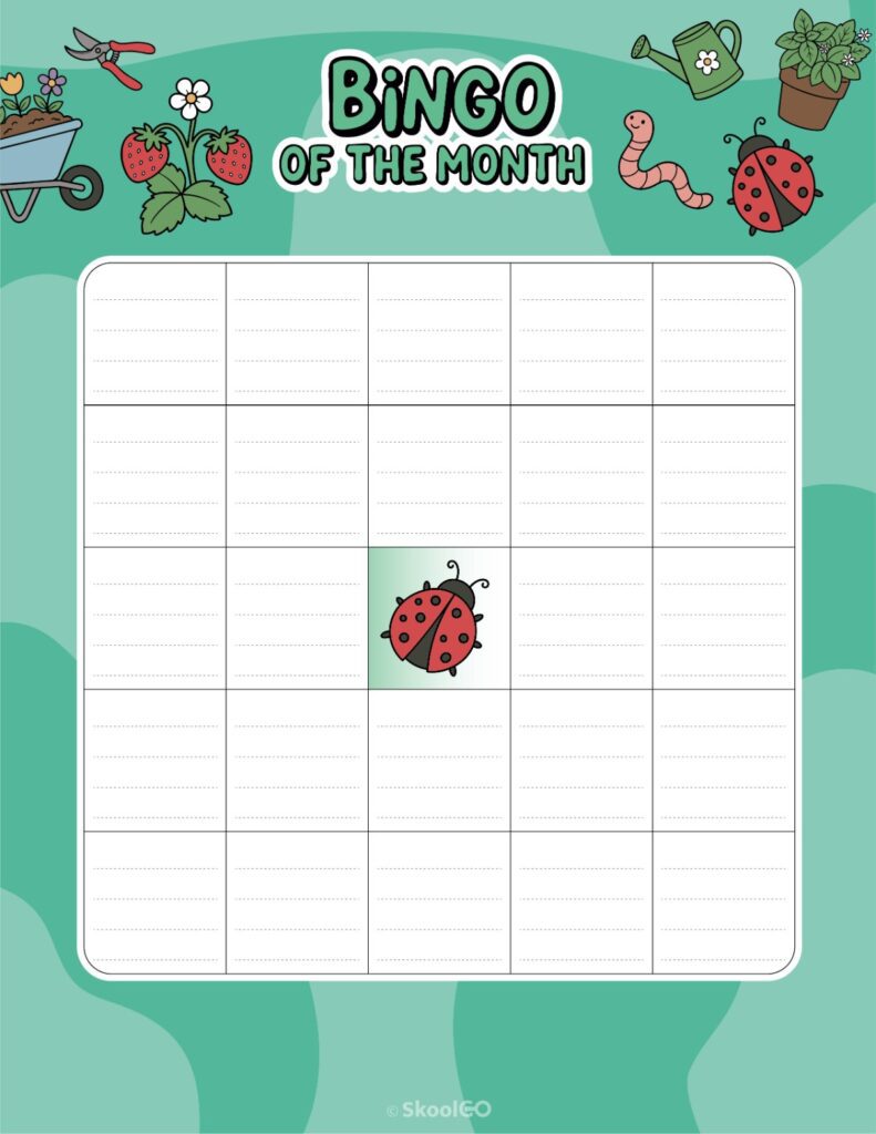 Printable May bingo activity page for journaling and planning