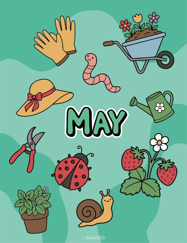 May Journal Planner Bundle printable cover page in color