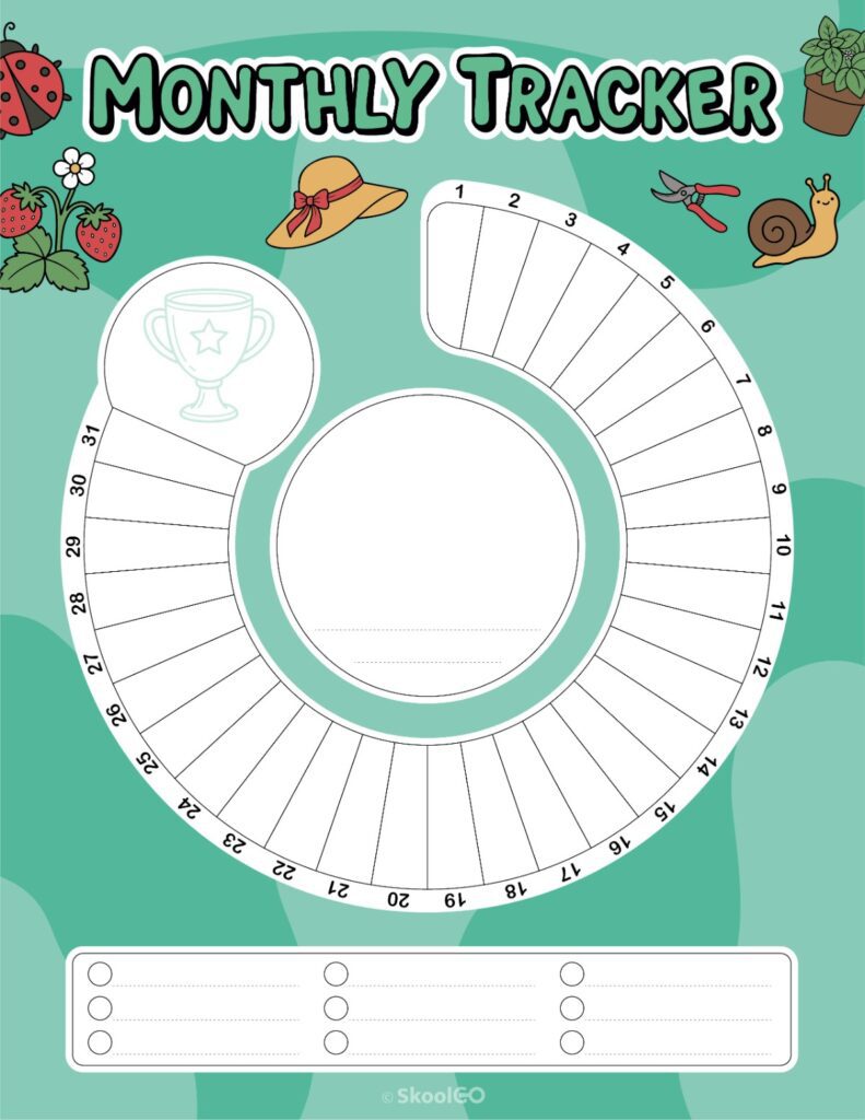 Printable May monthly tracking page