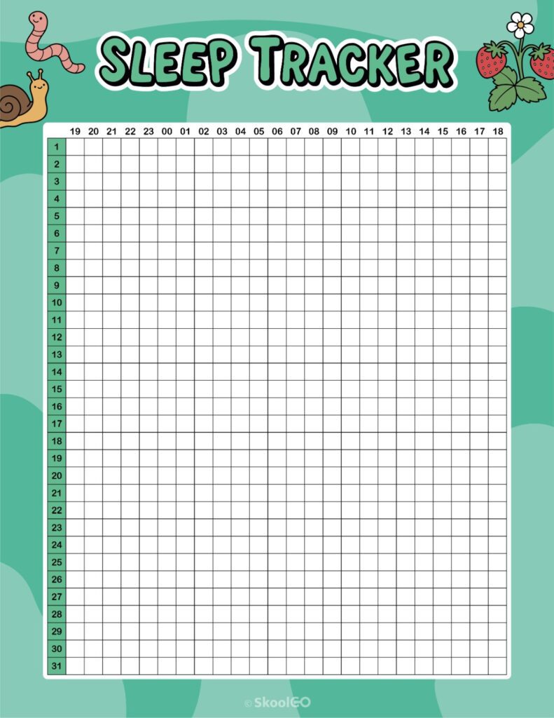Printable May sleep tracker planner page