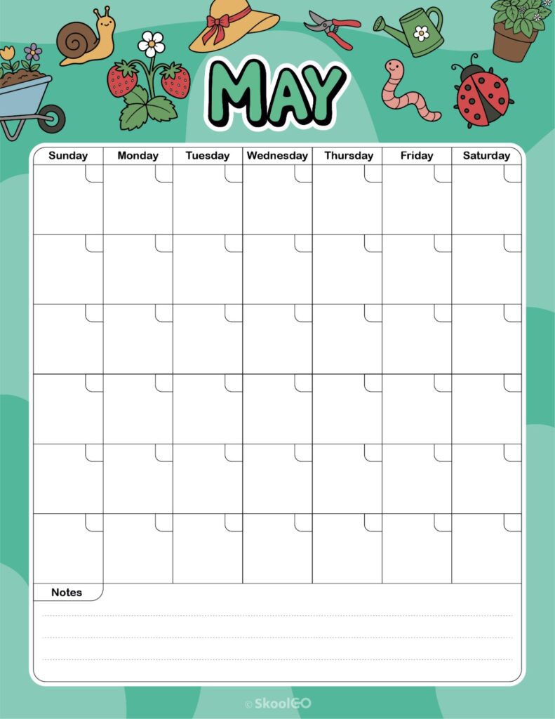 Printable weekly journal planning page for May