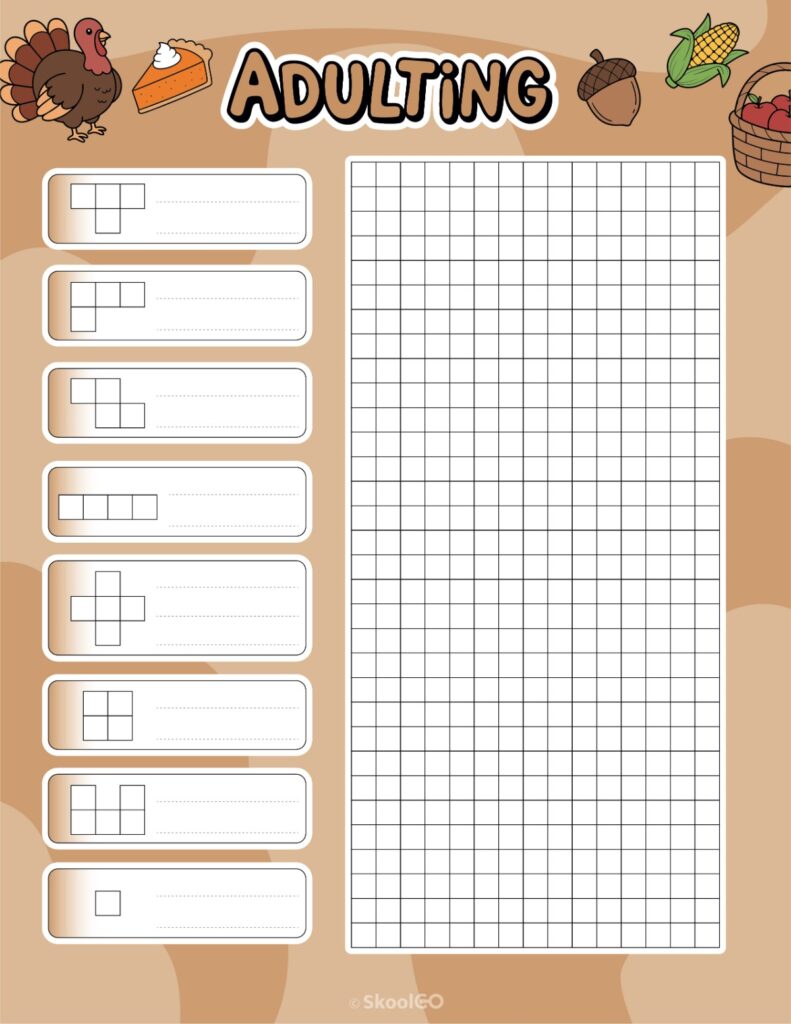 Printable November adulting tracker planner page