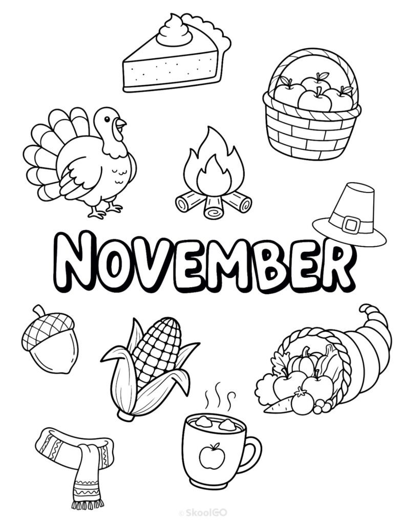 November Journal Planner Bundle Cover Black and White November Journal Planner Bundle printable cover page in black and white