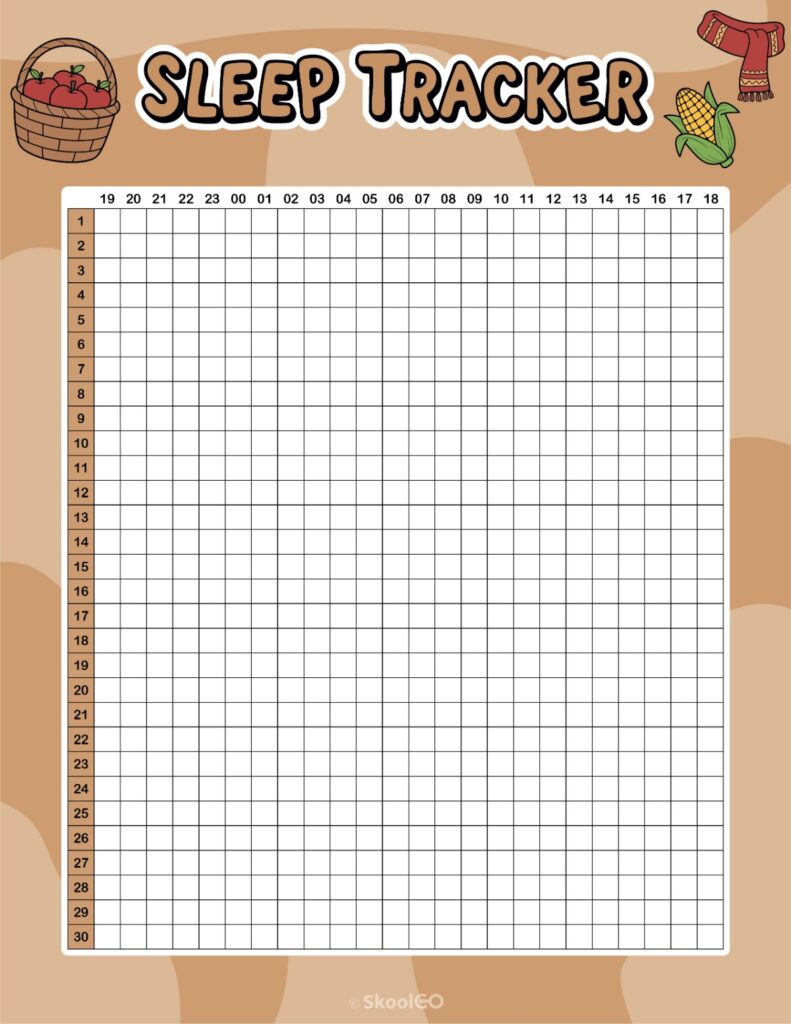 Printable November sleep tracker planner page