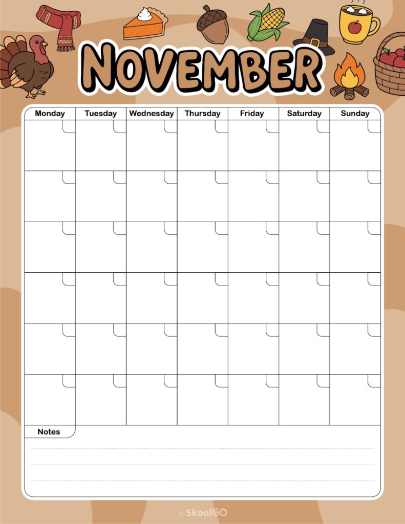 Monthly Journal Planning Page November monthly journal planner printable page