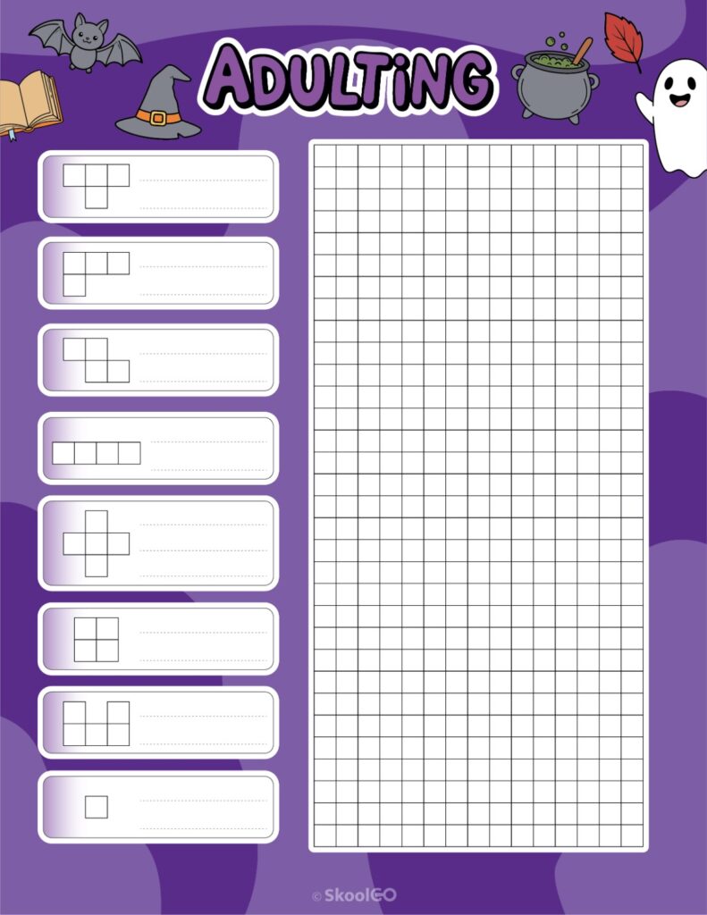 Printable October adulting tracker planner page