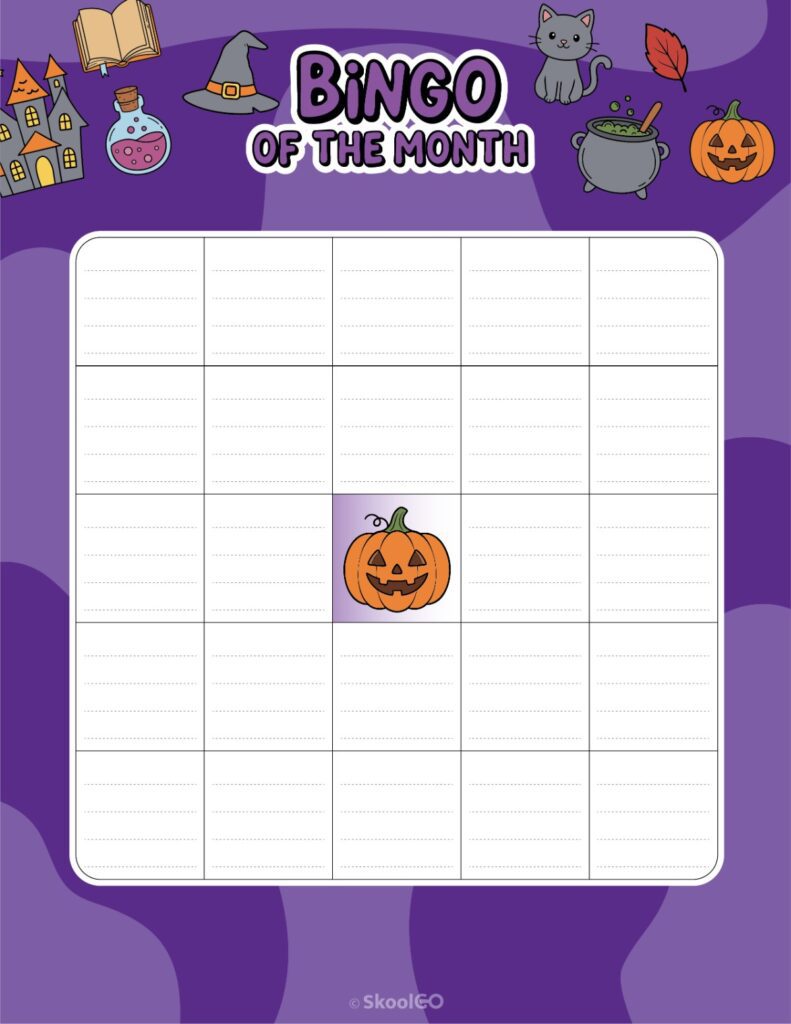 October Bingo Activity Printable October bingo activity page for journaling and planning