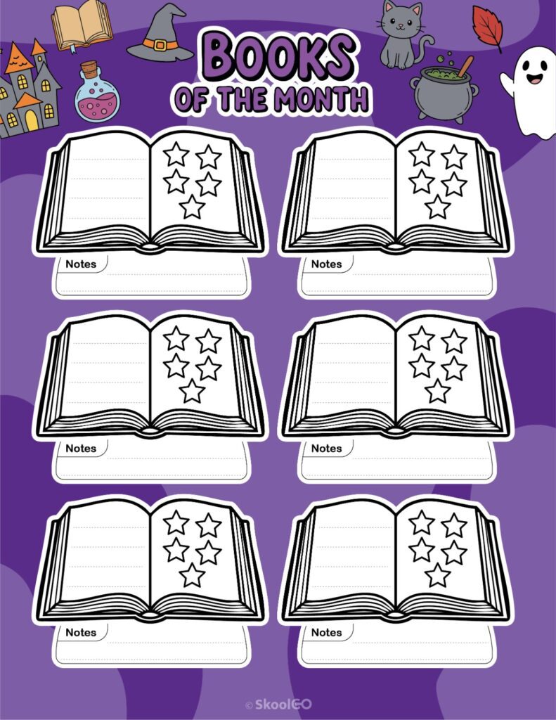 October Books Page Printable October books page for journaling, planning, and reminders