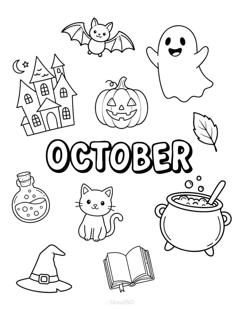 October Journal Planner Bundle Cover Black and White October Journal Planner Bundle printable cover page in black and white