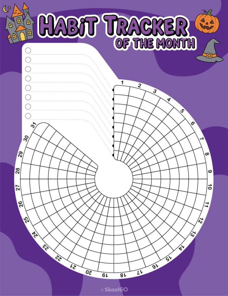 Printable October habit tracker calendar page