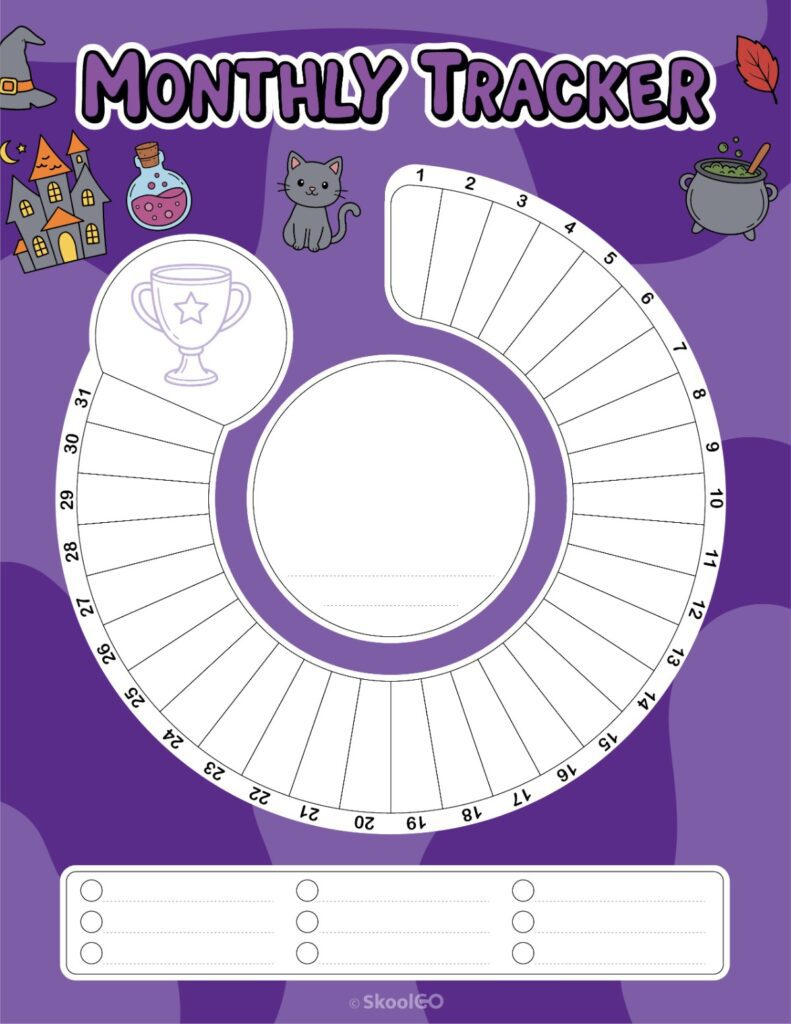Printable October monthly tracking page