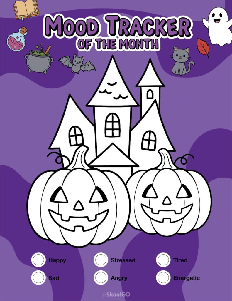 Printable October mood tracker page
