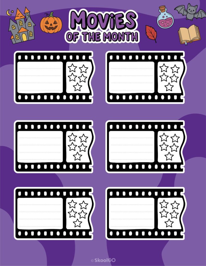 October Movies Page Printable October movies page for journaling, planning, and reminders