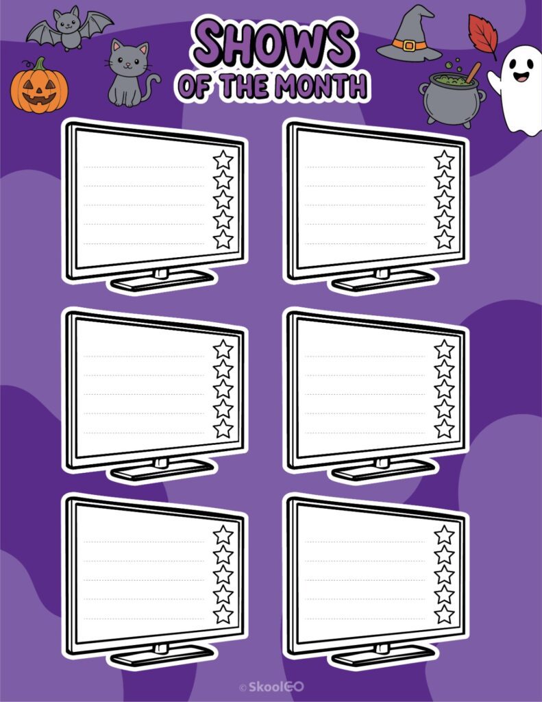 October Shows Page Printable October shows for journaling, planning, and reminders