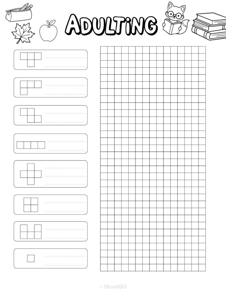 Printable September adulting tracker planner page in black and white