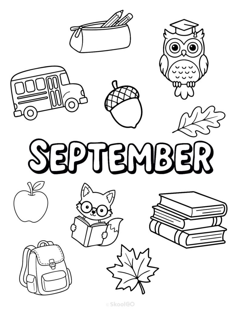 September Journal Planner Bundle Cover Black and White September Journal Planner Bundle printable cover page in black and white