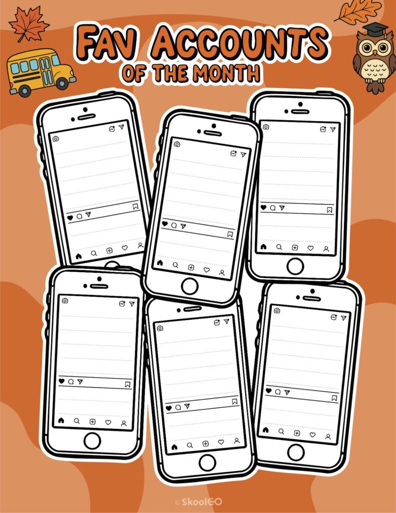 September Fav Accounts Page Printable September social networks fav accounts page for journaling, planning, and reminders