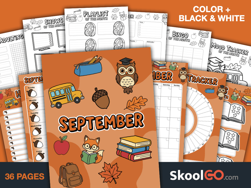 Free Printable September Journal Planner Bundle with calendars, trackers, journals, and planning pages