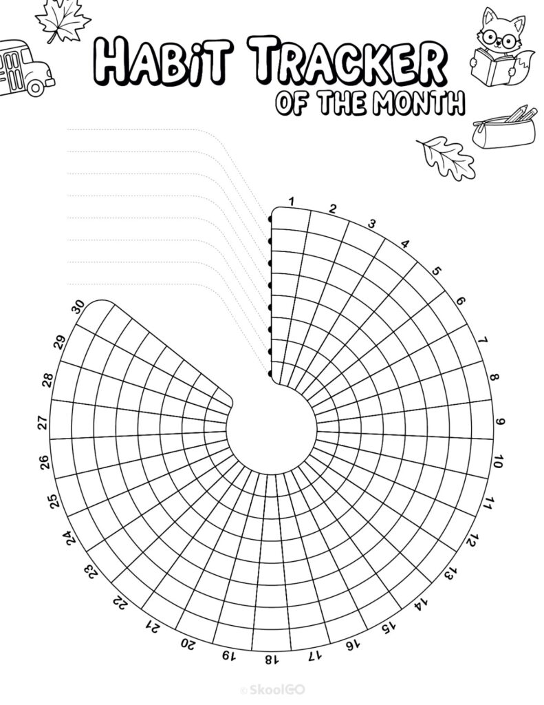 Printable September habit tracker calendar page in black and white