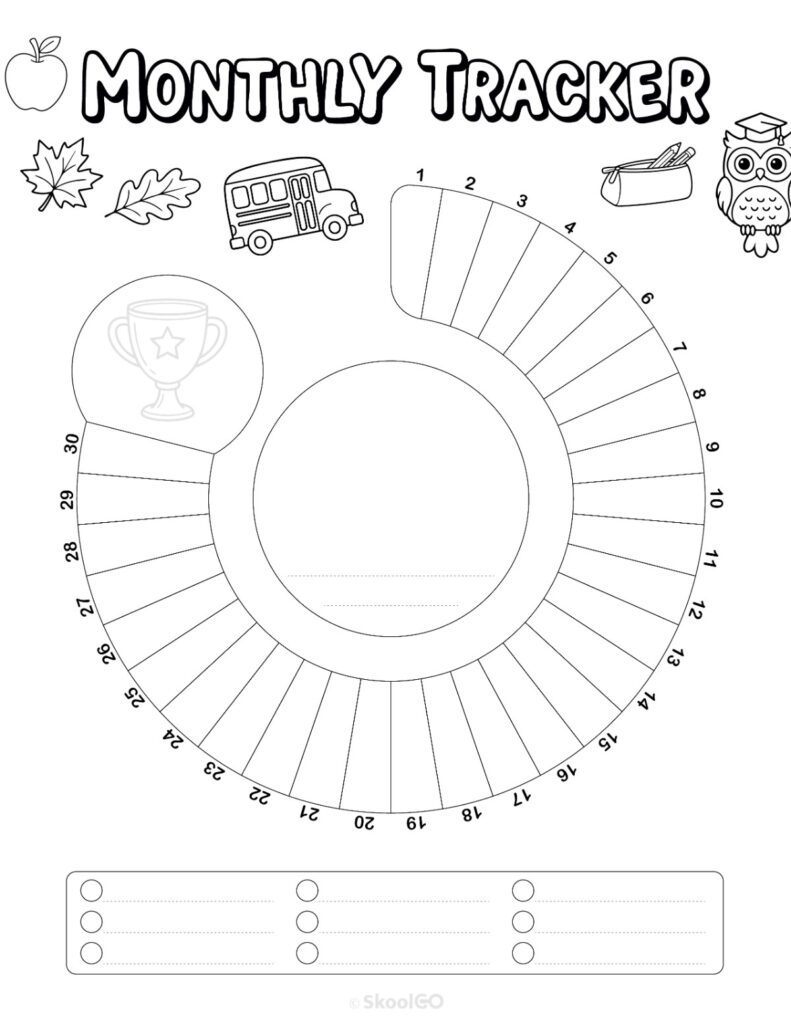Printable September monthly tracking page in black and white