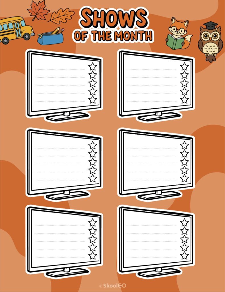 September Shows Page Printable September shows for journaling, planning, and reminders