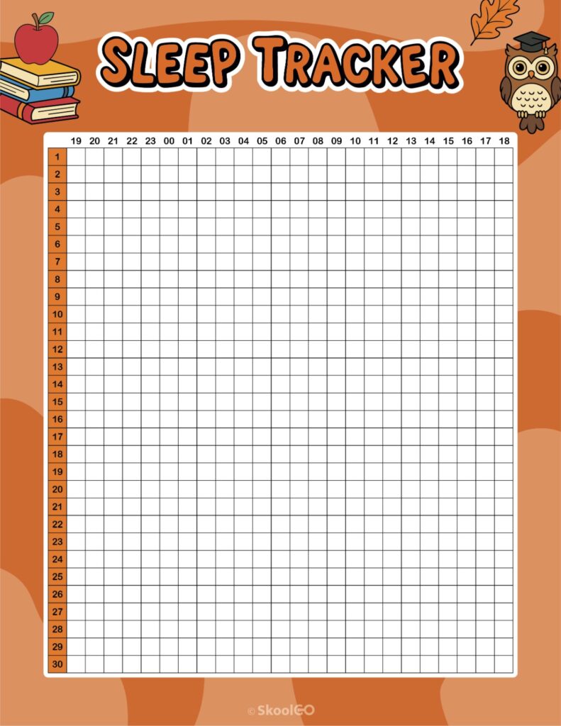 Printable September sleep tracker planner page