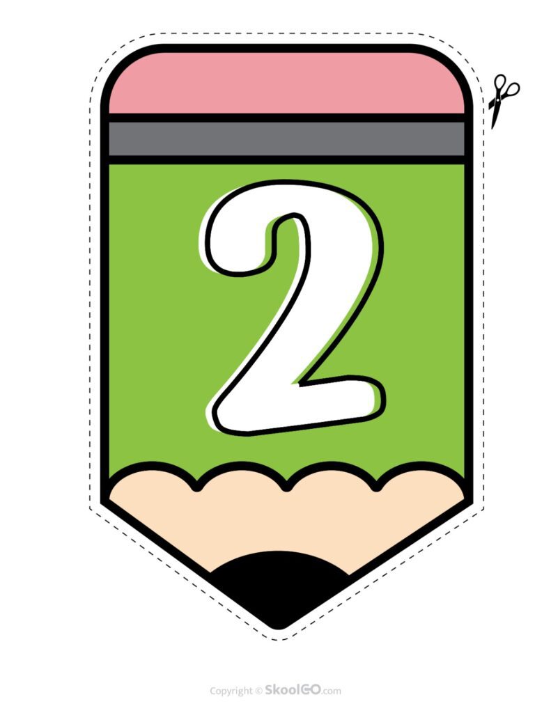 Back to School Pencil Alphabet Banner Number 2 Printable pencil alphabet bulletin banner number 2 in full color