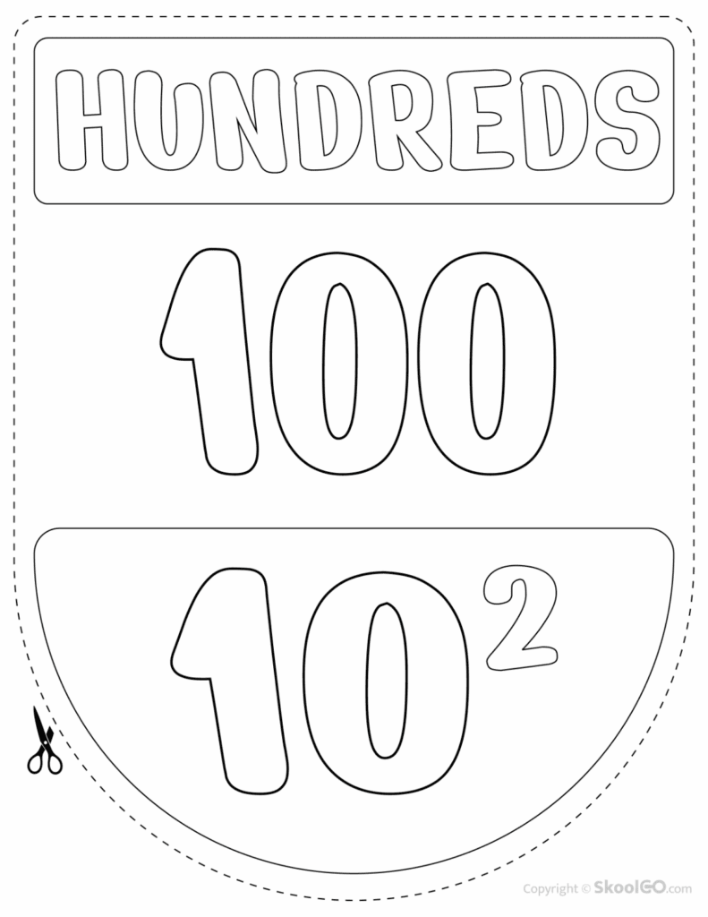 Black and White hundreds place value classroom poster