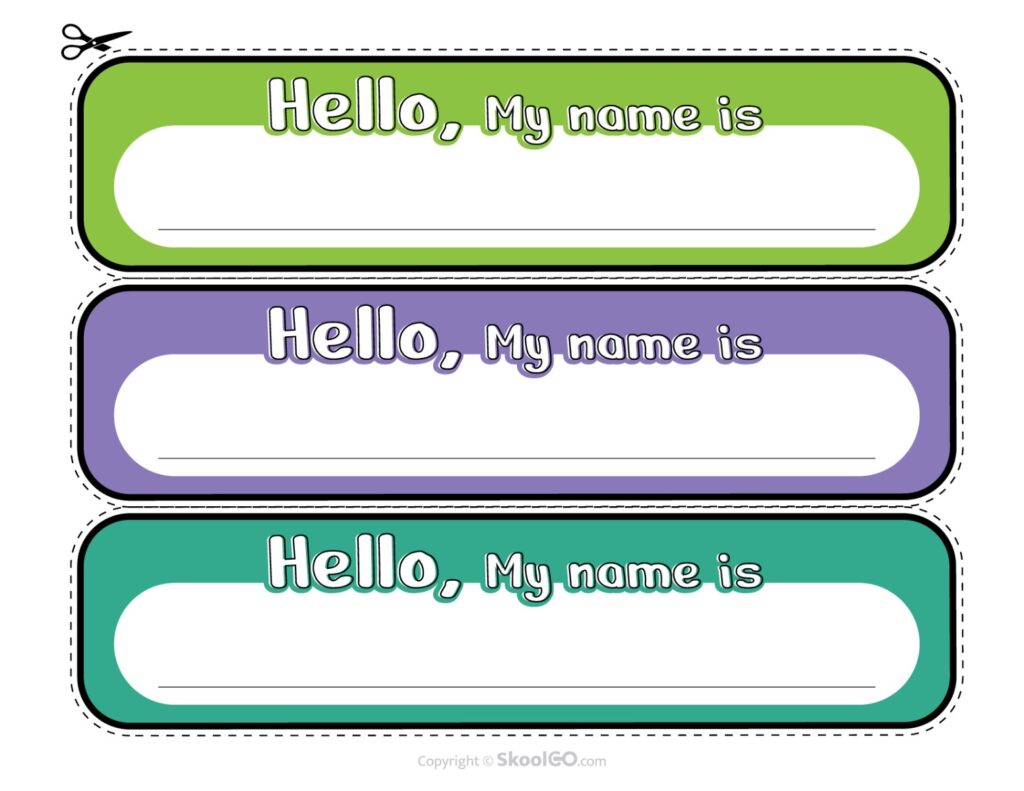 Hello My Name Is Student Desk Name Plates Colorful Hello My Name Is student desk name plates for classroom use.