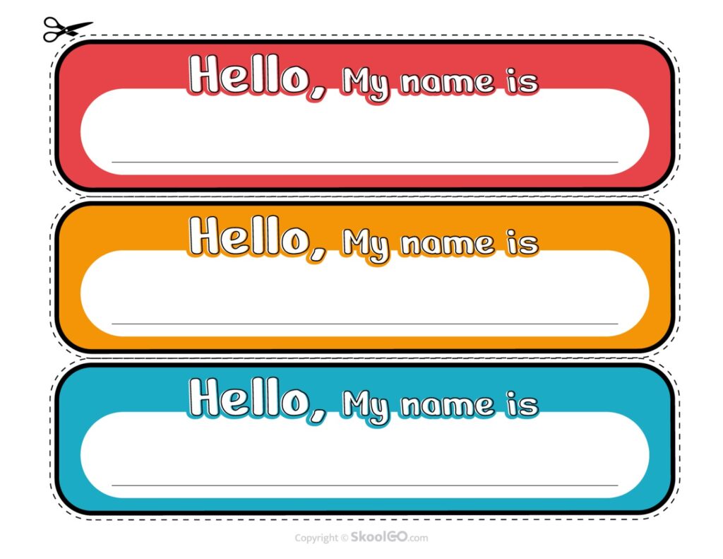 Printable Hello Student Desk Name Plates Printable Hello student desk name plates with colorful classroom design.