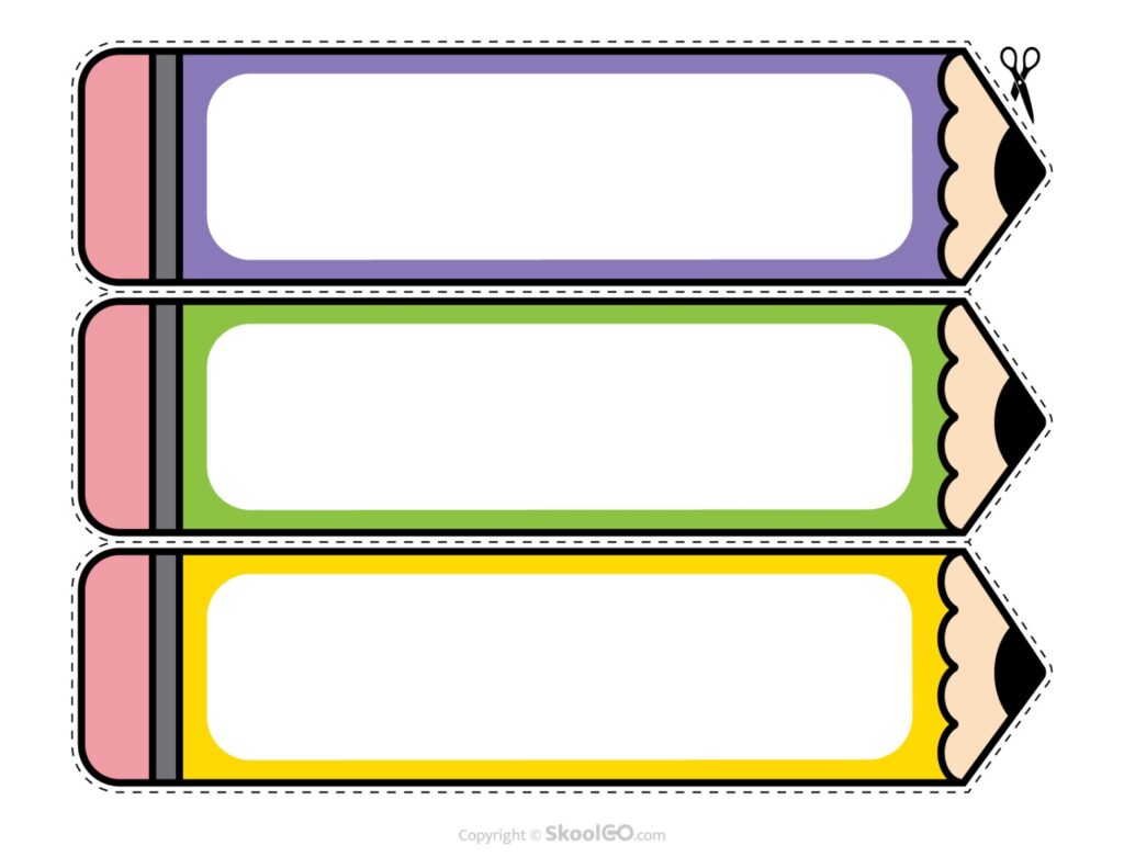 Printable Pencil Desk Name Plates Printable colorful pencil student desk name plates for classroom desks.