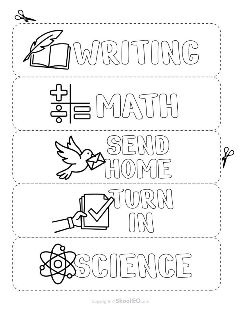 Teacher Toolbox Labels Black and White – Writing, Math and Science Printable black and white teacher toolbox labels for writing, math, send home, turn in, and science.